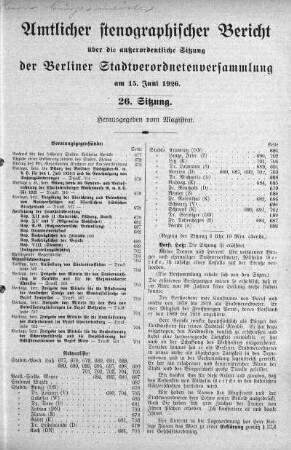 Sitzung 26, 15. Juni 1926