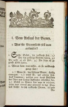 I. Vom Ankauf der Bienen.