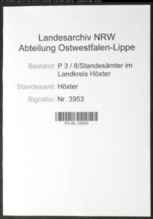 Sterberegister Standesamt Höxter