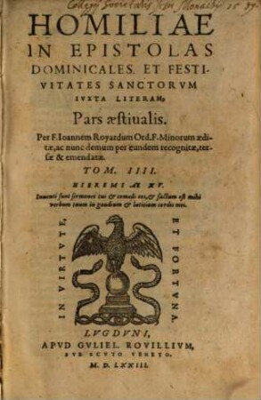 Homiliae in evangelia dominicalia, 4. (1573)