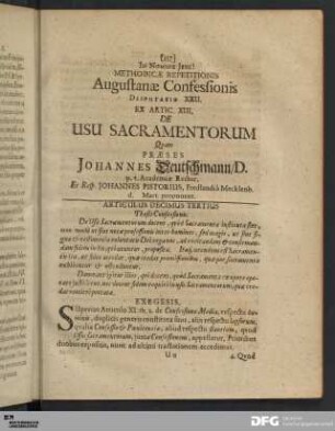 Articulus XIII. De Usu Sacramentorum.