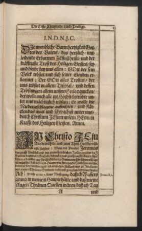 [Die Erste Christliche Leich-Predigt.]