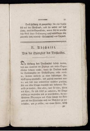 II. Abschnitt. Von der Thätigkeit des Verstandes.