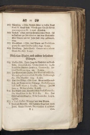 Miscellan-Thaler, und andere besondere Münzen