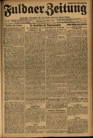 Erste Ausgabe vom Dienstag, den 25. März 1924.