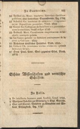 Schöne Wissenschaften und vermischte Schriften.