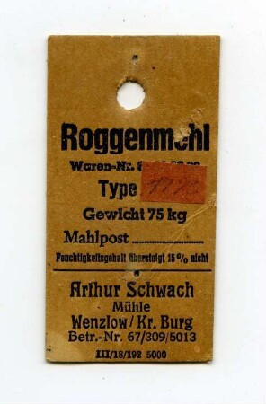 Arthur Schwach Mühle Wenzlow Kr. Burg