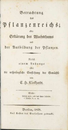 Betrachtung des Pflanzenreichs