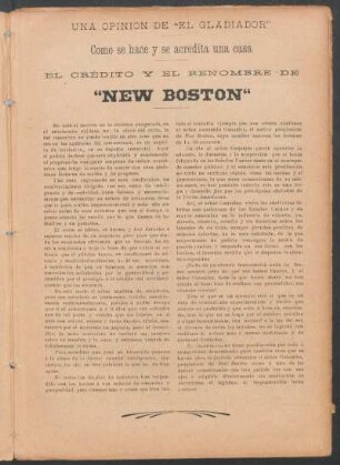 Una opinión de "El Gladiador" - como se hace y se acredita una casa : El crédito y el renombre de "New Boston"