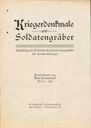 Errichtung von Kriegsdenkmälern im Amtsbezirk Schopfheim