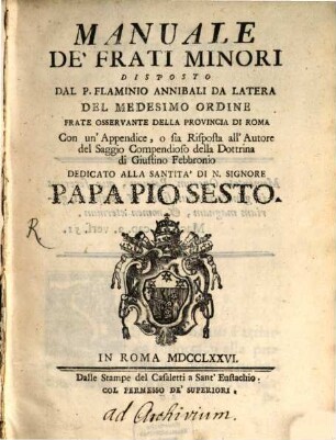 Manuale de'Fratri Minori