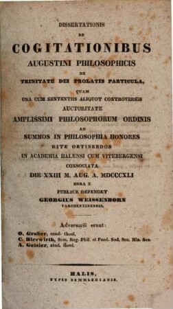 De cogitationibus Augustini philosophicis