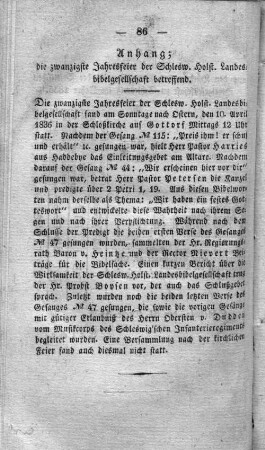 Anhang; die zwanzigste Jahresfeier der Schlesw. Holst. Landesbibelgesellschaft betreffend.