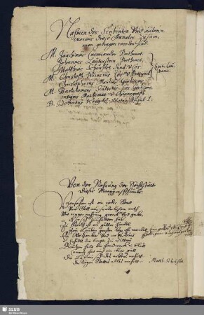 Nahmen der Scribenten und autoren