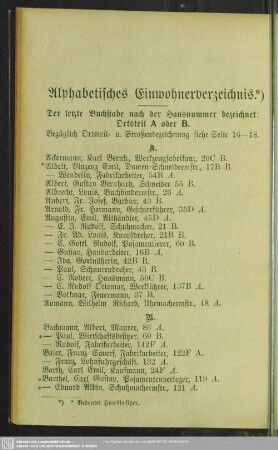 Einwohnerverzeichnis : Alphabetisches Einwohnerverzeichnis