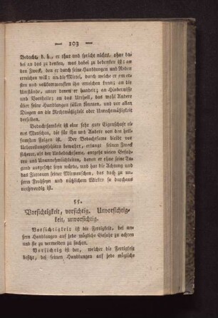 55. Vorsichtigkeit, vorsichtig. Unvorsichtigkeit, unvorsichtig.