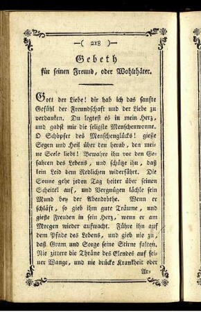 Gebeth für seinen Freund, oder Wohlthäter. - Uebung der theologischen Tugenden.