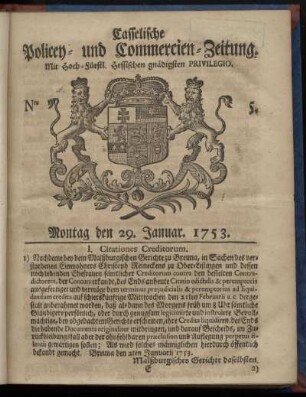 Nro. 5, Montag den 29. Januar 1753