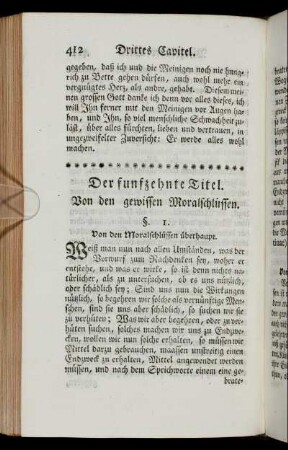 Der funfzehnte Titel. Von den gewissen Moralschlüssen. - Der sechszehnte Titel. Von den zusammengezogenen Schlußreden...