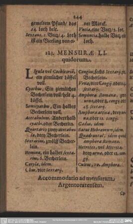 123. Mensurae Liquidorum
