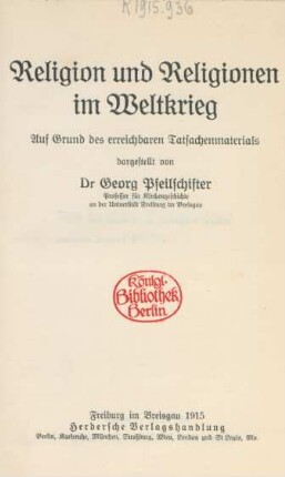 Religion und Religionen im Weltkrieg