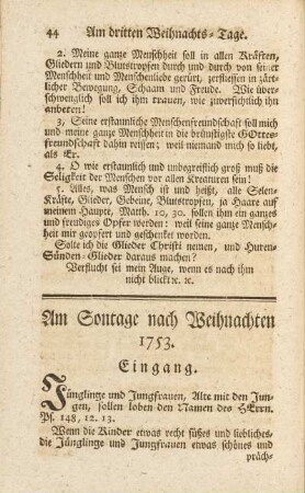 Am Sonntage nach Weihnachten 1753