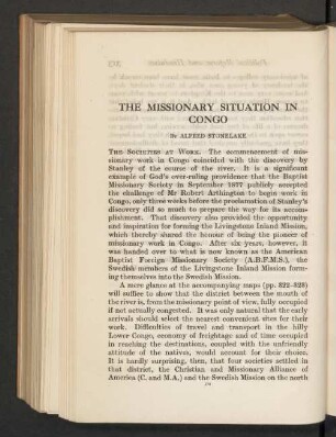 The missionary situation in Congo