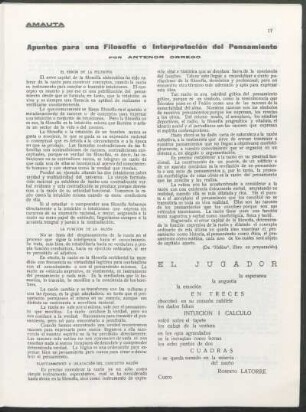 Apuntes para una filosofía o interpretación del pensamiento