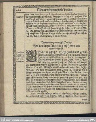 Die vier und zwantzigste Predigt. Von demütiger Abbittung deß Zorns und Grimms Gottes