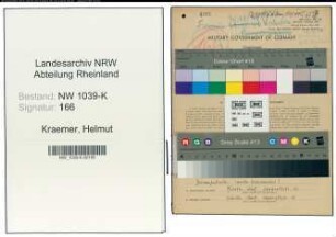 Entnazifizierung Helmut Kraemer , geb. 13.12.1915 (Dentist)