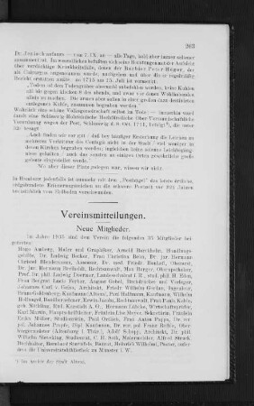 Vereinsmitteilungen.