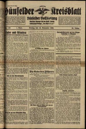 Erste Ausgabe vom Freitag, den 10. November 1939.