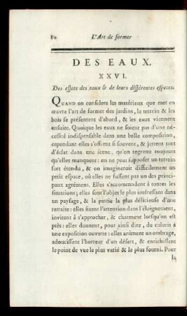 XXVI. Des effets des eaux & de leurs différentes especes.