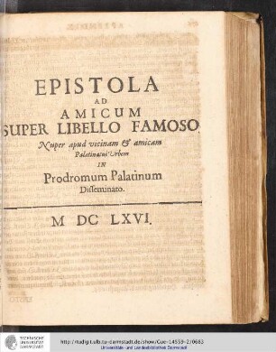 Epistola ad Amicum Super Libello Famoso