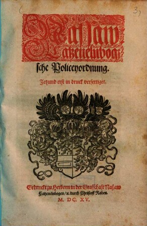 Nassaw Catzenelnbogische Policey-ordnung