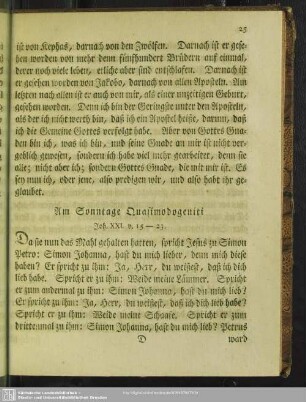 Am Sonntage Quasimodogeniti. Joh. XXI. v. 15 - 23