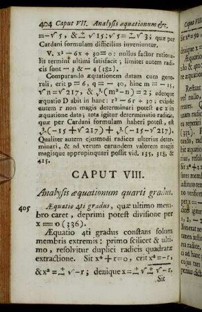Caput VIII. Analysis æquationum quarti gradus.