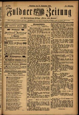Zweite Ausgabe vom Samstag, den 19. September 1896.