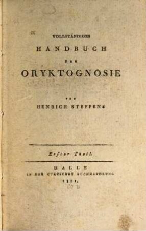 Vollständiges Handbuch der Oryktognosie. 1