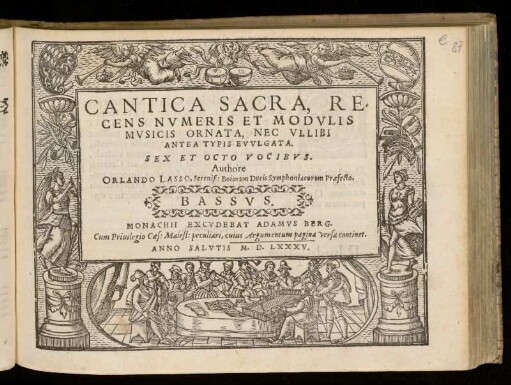 Orlando di Lasso: Cantica sacra ... sex et octo vocibus. Bassus