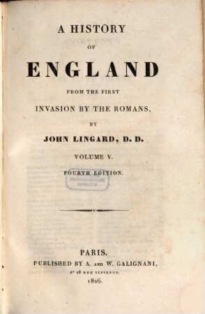 A History of England from the first invasion by the Romans, 5