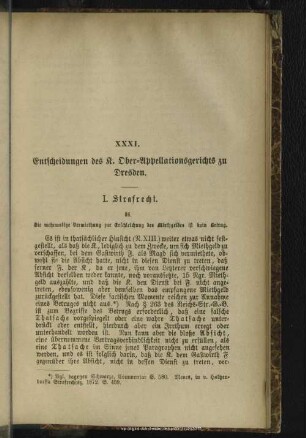 XXXI. Entscheidungen des K. Ober-Appellationsgerichts zu Dresden