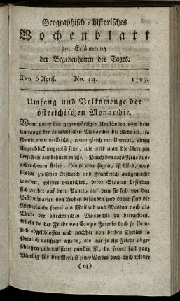 No. 14. Den 6. April. 1799.