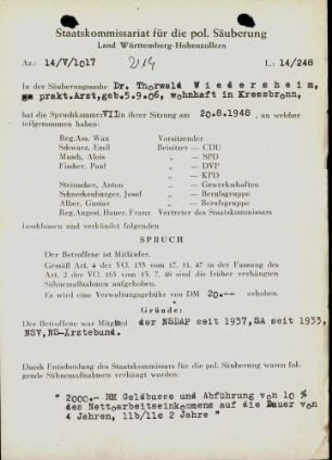 Wiedersheim, Thorwald, Dr.