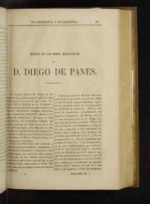 Noticia de las Obras Manuscritas de D. Diego de Panes.