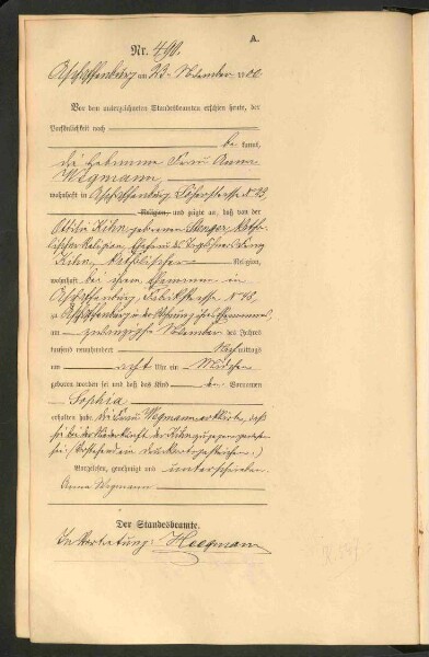 Standesamtsbuch der Stadt Aschaffenburg: Geburten 365/1900 - 184/1901