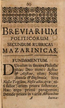 Breviarium Politicorum secundum rubricas Mazarinicas