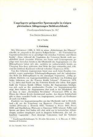 Umgelagerte präquartäre Sporomorphe in einigen pleistozänen Ablagerungen Süddeutschlands