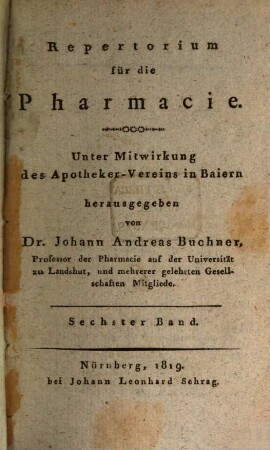 Repertorium für die Pharmacie. 6. 1819