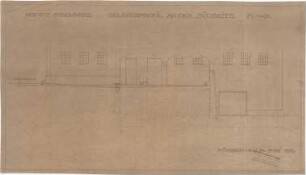Littmann, Max; Bocksberg; Hofgut, Geländeaufnahmen, Wasserversorgung,Transformatorenhaus, Erweiterungsbauten u.Umbauten - Südseite (Geländeprofil, Schnitt)
